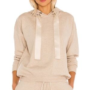 One Grey Day Grommet Hoodie Cropped Oatmeal Top Sweatshirt